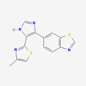 molecular formula C14H10N4S2 B611445 6-[4-(4-Methyl-2-thiazolyl)-1H-imidazole-5-yl]benzothiazole CAS No. 864374-00-5