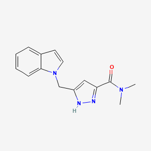 molecular formula C15H16N4O B6114462 5-(indol-1-ylmethyl)-N,N-dimethyl-1H-pyrazole-3-carboxamide 