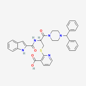 molecular formula C35H33N5O4S B611454 2-[3-(4-benzhydrylpiperazin-1-yl)-2-(1H-indole-2-carbonylamino)-3-oxopropyl]sulfanylpyridine-3-carboxylic acid CAS No. 176915-07-4