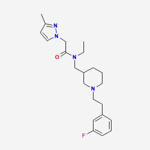 molecular formula C22H31FN4O B6114554 N-ethyl-N-[[1-[2-(3-fluorophenyl)ethyl]piperidin-3-yl]methyl]-2-(3-methylpyrazol-1-yl)acetamide 