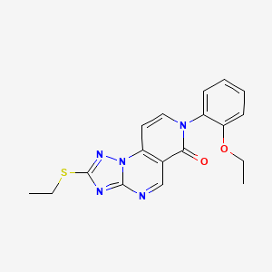 molecular formula C18H17N5O2S B6114855 11-(2-Ethoxyphenyl)-4-ethylsulfanyl-2,3,5,7,11-pentazatricyclo[7.4.0.02,6]trideca-1(9),3,5,7,12-pentaen-10-one 