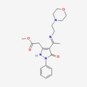 molecular formula C20H26N4O4 B6114998 methyl [(4Z)-4-(1-{[2-(morpholin-4-yl)ethyl]amino}ethylidene)-5-oxo-1-phenyl-4,5-dihydro-1H-pyrazol-3-yl]acetate 