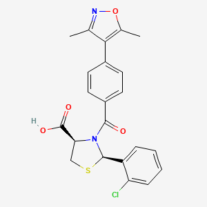 molecular formula C22H19ClN2O4S B611508 (2R,4R)-2-(2-chlorophenyl)-3-(4-(3,5-dimethylisoxazol-4-yl)benzoyl)thiazolidine-4-carboxylic acid CAS No. 2247372-59-2