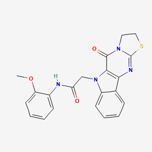 molecular formula C21H18N4O3S B6115107 N-(2-methoxyphenyl)-2-(10-oxo-14-thia-8,11,16-triazatetracyclo[7.7.0.02,7.011,15]hexadeca-1(9),2,4,6,15-pentaen-8-yl)acetamide 