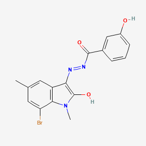 molecular formula C17H14BrN3O3 B6115192 N'-[(3Z)-7-BROMO-1,5-DIMETHYL-2-OXO-2,3-DIHYDRO-1H-INDOL-3-YLIDENE]-3-HYDROXYBENZOHYDRAZIDE 