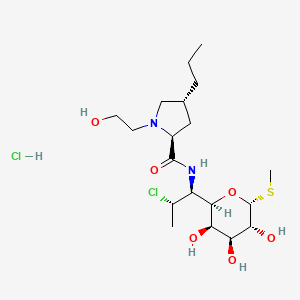 molecular formula C19H37Cl3N2O6S B611526 L-Threo-alpha-D-galacto-octopyranoside, methyl 7-chloro-6,7,8-trideoxy-6-((((2S,4R)-1-(2-hydroxyethyl)-4-propyl-2-pyrrolidinyl)carbonyl)amino)-1-thio-, monohydrochloride CAS No. 58801-45-9