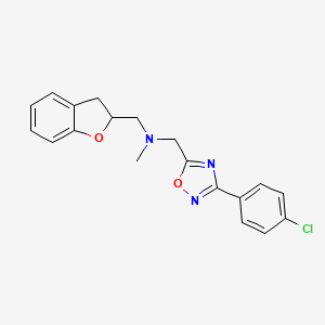 molecular formula C19H18ClN3O2 B6115287 N-[[3-(4-chlorophenyl)-1,2,4-oxadiazol-5-yl]methyl]-1-(2,3-dihydro-1-benzofuran-2-yl)-N-methylmethanamine 