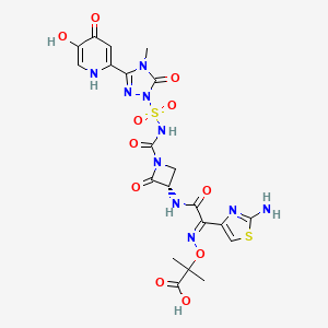2-[(E)-[1-(2-amino-1,3-thiazol-4-yl)-2-[[(3S)-1-[[3-(5-hydroxy-4-oxo-1H-pyridin-2-yl)-4-methyl-5-oxo-1,2,4-triazol-1-yl]sulfonylcarbamoyl]-2-oxoazetidin-3-yl]amino]-2-oxoethylidene]amino]oxy-2-methylpropanoic acid
