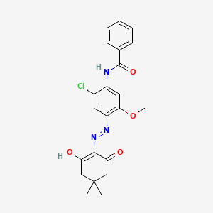molecular formula C22H22ClN3O4 B6115312 N~1~-{2-CHLORO-4-[2-(4,4-DIMETHYL-2,6-DIOXOCYCLOHEXYLIDEN)HYDRAZINO]-5-METHOXYPHENYL}BENZAMIDE 