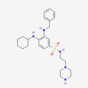 4-(cyclohexylamino)-3-[(phenylmethyl)amino]-N-[2-(1-piperazinyl)ethyl]-benzenesulfonamide