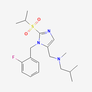 molecular formula C19H28FN3O2S B6115354 N-[[3-[(2-fluorophenyl)methyl]-2-propan-2-ylsulfonylimidazol-4-yl]methyl]-N,2-dimethylpropan-1-amine 