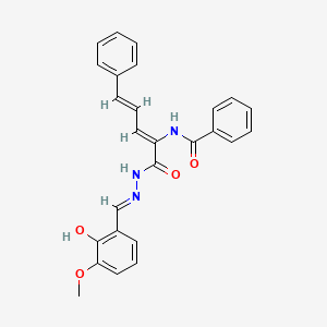 molecular formula C26H23N3O4 B6115516 N-[(2Z,4E)-1-[(2E)-2-[(2-hydroxy-3-methoxyphenyl)methylidene]hydrazinyl]-1-oxo-5-phenylpenta-2,4-dien-2-yl]benzamide 