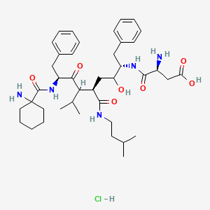 molecular formula C40H60ClN5O7 B611557 N-Isopentyl-5-(1-aminocyclohexylcarbonyl-phenylalanyl-asparaginylamino)-4-hydroxy-2-isobutyl-6-phenylhexanamide CAS No. 137015-76-0