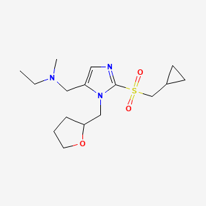 molecular formula C16H27N3O3S B6115580 N-[[2-(cyclopropylmethylsulfonyl)-3-(oxolan-2-ylmethyl)imidazol-4-yl]methyl]-N-methylethanamine 