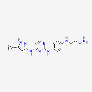 molecular formula C19H24N8 B611568 带有连接基的 2,4-嘧啶二胺 CAS No. 1430089-64-7