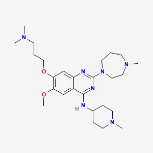molecular formula C26H43N7O2 B611569 7-[3-(二甲基氨基)丙氧基]-6-甲氧基-2-(4-甲基-1,4-二氮杂环己烷-1-基)-N-(1-甲基哌啶-4-基)喹唑啉-4-胺 CAS No. 1197196-48-7