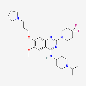 molecular formula C29H44F2N6O2 B611572 2-(4,4-difluoropiperidin-1-yl)-6-methoxy-N-(1-propan-2-ylpiperidin-4-yl)-7-(3-pyrrolidin-1-ylpropoxy)quinazolin-4-amine CAS No. 1481677-78-4