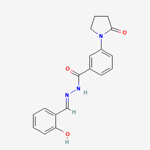 molecular formula C18H17N3O3 B6115743 N-[(E)-(2-hydroxyphenyl)methylideneamino]-3-(2-oxopyrrolidin-1-yl)benzamide 