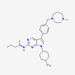molecular formula C30H44N6O B611583 trans-4-(5-(4-((4-Methyl-1,4-diazepan-1-yl)methyl)phenyl)-2-(((S)-pentan-2-yl)amino)-7H-pyrrolo[2,3-d]pyrimidin-7-yl)-cyclohexan-1-ol CAS No. 1818234-19-3