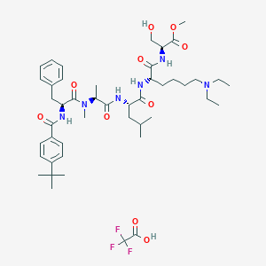molecular formula C46H69F3N6O10 B611584 Bz(4-tBu)-Phe-N(Me)Ala-Leu-Lys(Et2)-Ser-OMe.TFA CAS No. 1872382-50-7