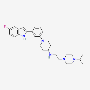 molecular formula C28H38FN5 B611594 1-(3-(5-Fluoro-1h-Indol-2-Yl)phenyl)piperidin-4-Yl)(2-(4-Isopropyl-Piperazin1-Yl)ethyl)-Carbamate CAS No. 1883351-01-6