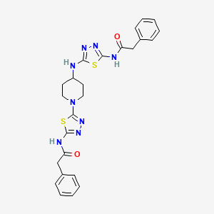 molecular formula C25H26N8O2S2 B611595 2-苯基-N-{5-[4-({5-[(苯乙酰)氨基]-1,3,4-噻二唑-2-基}氨基)哌啶-1-基]-1,3,4-噻二唑-2-基}乙酰胺 CAS No. 1890169-95-5