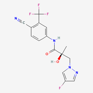molecular formula C15H12F4N4O2 B611606 (S)-N-(4-Cyano-3-(trifluoromethyl)phenyl)-3-(4-fluoro-1H-pyrazol-1-yl)-2-hydroxy-2-methylpropanamide CAS No. 2168525-92-4