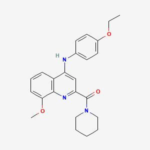 molecular formula C24H27N3O3 B611607 N-(4-ethoxyphenyl)-8-methoxy-2-(piperidine-1-carbonyl)quinolin-4-amine CAS No. 1251688-22-8