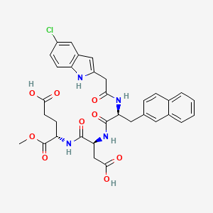molecular formula C33H33ClN4O9 B611609 (S)-4-((S)-3-Carboxy-2-((S)-2-(2-(5-chloro-1H-indol-2-yl)acetamido)-3-(naphthalen-2-yl)propanamido)propanamido)-5-methoxy-5-oxopentanoic acid CAS No. 1500080-17-0