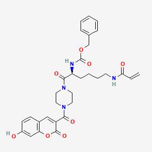 molecular formula C31H34N4O8 B611619 (S)-Benzyl (6-acrylamido-1-(4-(7-hydroxy-2-oxo-2H-chromene-3-carbonyl)piperazin-1-yl)-1-oxohexan-2-yl)carbamate CAS No. 2088001-24-3