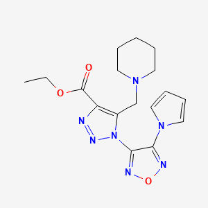 molecular formula C17H21N7O3 B6116272 ETHYL 5-[(PIPERIDIN-1-YL)METHYL]-1-[4-(1H-PYRROL-1-YL)-1,2,5-OXADIAZOL-3-YL]-1H-1,2,3-TRIAZOLE-4-CARBOXYLATE 