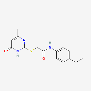 molecular formula C15H17N3O2S B6116361 N-(4-ethylphenyl)-2-[(4-hydroxy-6-methylpyrimidin-2-yl)sulfanyl]acetamide 