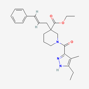 molecular formula C24H31N3O3 B6116419 ethyl 1-(5-ethyl-4-methyl-1H-pyrazole-3-carbonyl)-3-[(E)-3-phenylprop-2-enyl]piperidine-3-carboxylate 