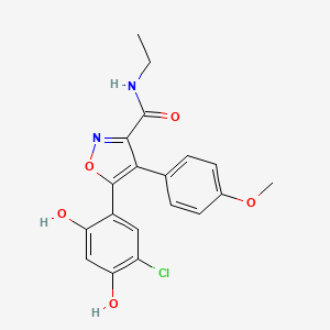 molecular formula C19H17ClN2O5 B611662 5-(5-Chloro-2,4-Dihydroxyphenyl)-N-Ethyl-4-(4-Methoxyphenyl)isoxazole-3-Carboxamide CAS No. 747413-08-7