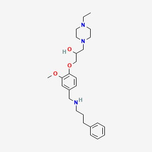molecular formula C26H39N3O3 B6116645 1-(4-Ethylpiperazin-1-yl)-3-[2-methoxy-4-[(3-phenylpropylamino)methyl]phenoxy]propan-2-ol 