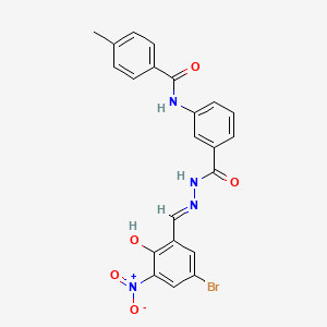 molecular formula C22H17BrN4O5 B6116650 N~1~-[3-({2-[(E)-1-(5-BROMO-2-HYDROXY-3-NITROPHENYL)METHYLIDENE]HYDRAZINO}CARBONYL)PHENYL]-4-METHYLBENZAMIDE 
