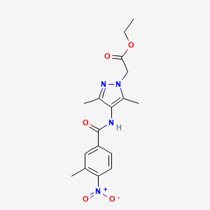 molecular formula C17H20N4O5 B6116850 ETHYL 2-[3,5-DIMETHYL-4-(3-METHYL-4-NITROBENZAMIDO)-1H-PYRAZOL-1-YL]ACETATE 