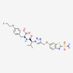molecular formula C26H29FN6O7S2 B611697 (S)-3-(4-(2-Fluoroethoxy)phenyl)-2-((S)-3-methyl-2-(4-(((2-sulfamoylbenzo(d)thiazol-6-yl)oxy)methyl)-1H-1,2,3-triazol-1-yl)butanamido)propanoic acid CAS No. 1071470-72-8