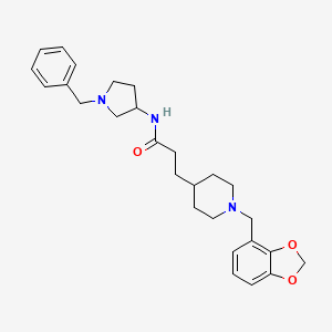 molecular formula C27H35N3O3 B6117072 3-[1-(1,3-benzodioxol-4-ylmethyl)piperidin-4-yl]-N-(1-benzylpyrrolidin-3-yl)propanamide 