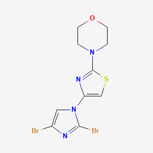 molecular formula C10H10Br2N4OS B611711 4-(4-(2,4-dibromo-1H-imidazol-1-yl)thiazol-2-yl)morpholine CAS No. 1621375-32-3