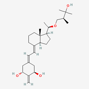 molecular formula C27H44O4 B611718 1,3-Cyclohexanediol, 2-methylene-5-((2E)-2-((1S,3aS,7aS)-octahydro-1-((1R)-1-((2S)-3-hydroxy-2,3-dimethylbutoxy)ethyl)-7a-methyl-4H-inden-4-ylidene)ethylidene)-, (1R,3R)- CAS No. 1469985-12-3