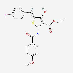 molecular formula C22H18FNO5S B6117220 ETHYL (5Z)-5-[(4-FLUOROPHENYL)METHYLIDENE]-2-(4-METHOXYBENZAMIDO)-4-OXO-4,5-DIHYDROTHIOPHENE-3-CARBOXYLATE 