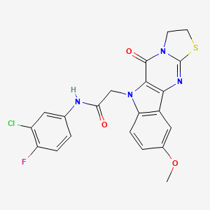 molecular formula C21H16ClFN4O3S B6117222 N-(3-chloro-4-fluorophenyl)-2-(4-methoxy-10-oxo-14-thia-8,11,16-triazatetracyclo[7.7.0.02,7.011,15]hexadeca-1(9),2(7),3,5,15-pentaen-8-yl)acetamide 