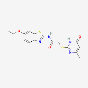 molecular formula C16H16N4O3S2 B6117263 N-(6-ethoxy-1,3-benzothiazol-2-yl)-2-[(4-methyl-6-oxo-1,6-dihydropyrimidin-2-yl)sulfanyl]acetamide 