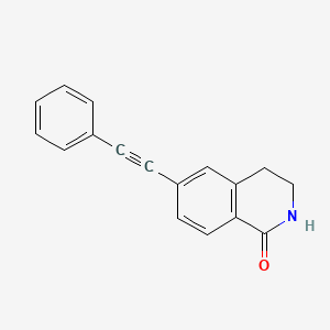 molecular formula C17H13NO B611728 1(2H)-Isoquinolinone, 3,4-dihydro-6-(2-phenylethynyl)- CAS No. 1092550-36-1