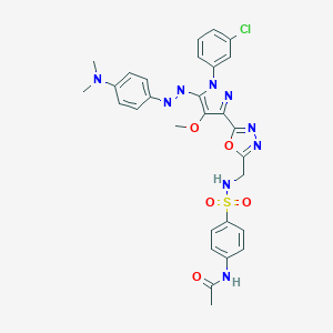 Acetamide, N-(4-((((5-(1-(3-chlorophenyl)-5-((4-(dimethylamino)phenyl)azo)-4-methoxy-1H-pyrazol-3-yl)-1,3,4-oxadiazol-2-yl)methyl)amino)sulfonyl)phenyl)-