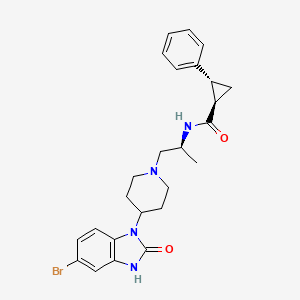 molecular formula C25H29BrN4O2 B611731 (1R,2R)-N-((S)-1-(4-(5-溴-2-氧代-2,3-二氢-1H-苯并[d]咪唑-1-基)哌啶-1-基)丙烷-2-基)-2-苯基环丙烷甲酰胺 CAS No. 1246303-14-9