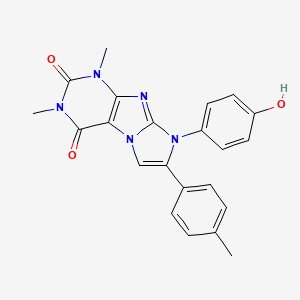 molecular formula C22H19N5O3 B6117312 8-(4-HYDROXYPHENYL)-1,3-DIMETHYL-7-(4-METHYLPHENYL)-1H,2H,3H,4H,8H-IMIDAZO[1,2-G]PURINE-2,4-DIONE 