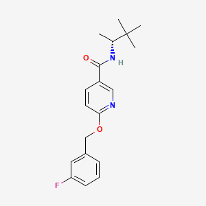 N-[(2R)-3,3-dimethylbutan-2-yl]-6-[(3-fluorophenyl)methoxy]pyridine-3-carboxamide