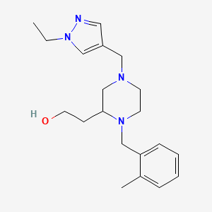 molecular formula C20H30N4O B6117625 2-[4-[(1-ethyl-1H-pyrazol-4-yl)methyl]-1-(2-methylbenzyl)-2-piperazinyl]ethanol 
